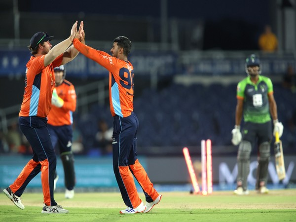San Francisco Unicorns players celebrating after taking a wicket (Photo: MLC)