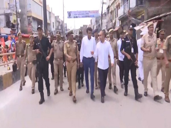 Muzaffarnagar top officials conducted foot march with ATS Commando Unit (Photo/ANI)