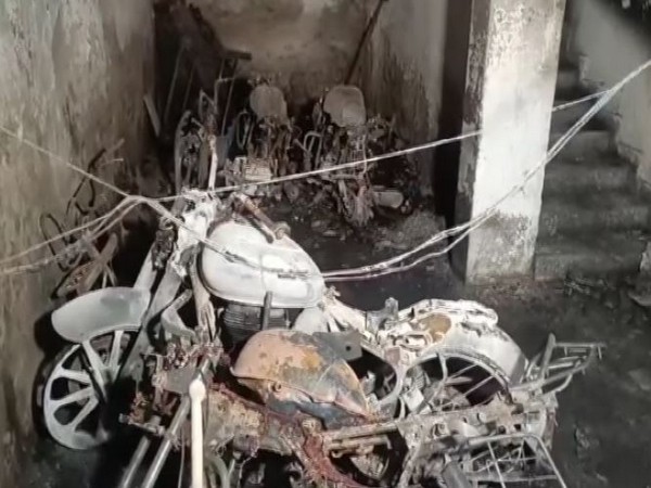 Fire broke out at a four-storey residential building.(Photo/ANI)