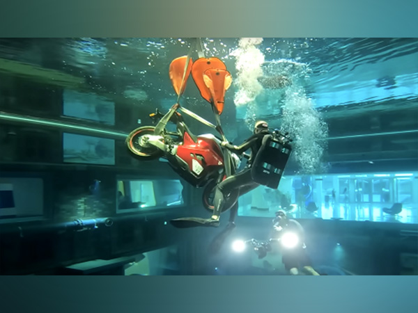 The Ultraviolette F77 Mach 2 showcased in the World’s Deepest Pool in Dubai