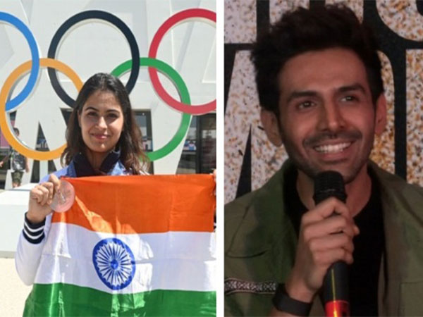 Shooter Manu Bhaker and actor Kartik Aaryan (Image source: X and Instagram)