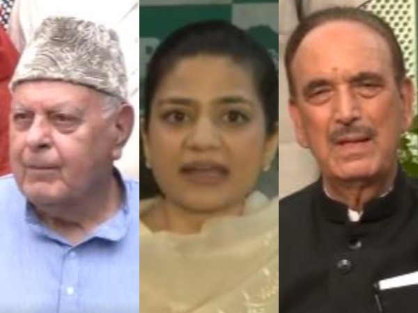 National Conference leader Farooq Abdullah, PDP leader Iltija Mufti, Democratic Progressive Azad Party, Ghulam Nabi Azad (Photo/ANI)