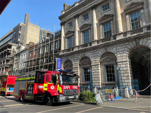 Firefighters at site of a fire at Somerset House in London (Image credit: X/@LondonFire)