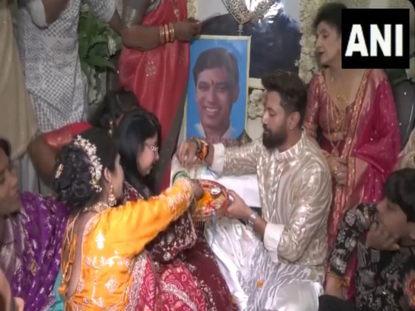 Women tie Rakhis to Union Minister Chirag Paswan (Photo/ANI)