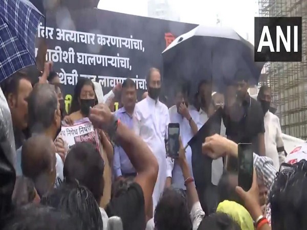 Shiv Sena (UBT) chief, along with other party leaders, stage protest in Mumbai (Photo/ANI)