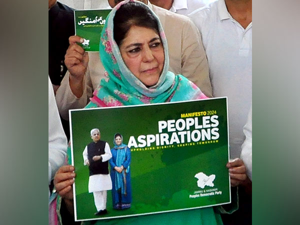 Mehbooba Mufti releases the party manifesto. (File Photo/ANI)