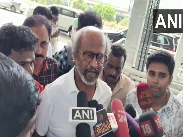 Actor Rajinikanth at Chennai Airport. (Photo/ANI)
