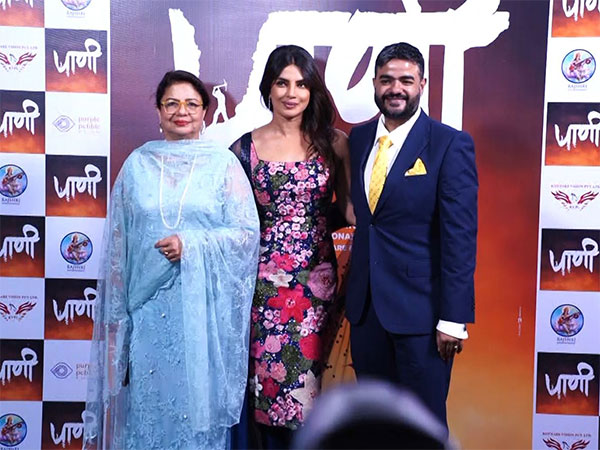 Actor Priyanka Chopra with her mother and brother (Image source: ANI)