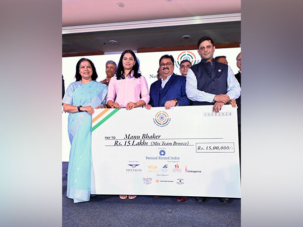 L-R: Minakshi Lekhi, Former Member of Lok Sabha; Manu Bhaker, Medalist; Prasanna Mohile, National Head - Corporate Affairs, Pernod Ricard India; Kalikesh Singh Deo, Officiating President of NRAI 