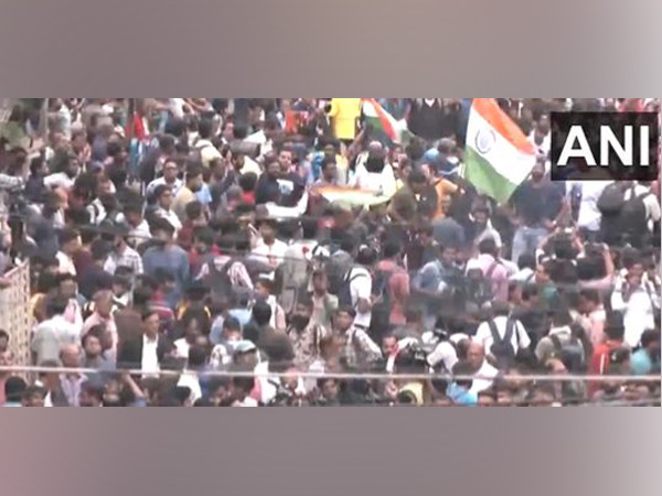 Visuals of the protest held by the junior doctors in Kolkata (Photo/ANI) 