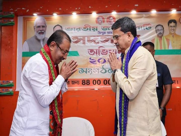 Rajya Sabha MP Rajib Bhattacharya and Tripura CM Manik Saha 