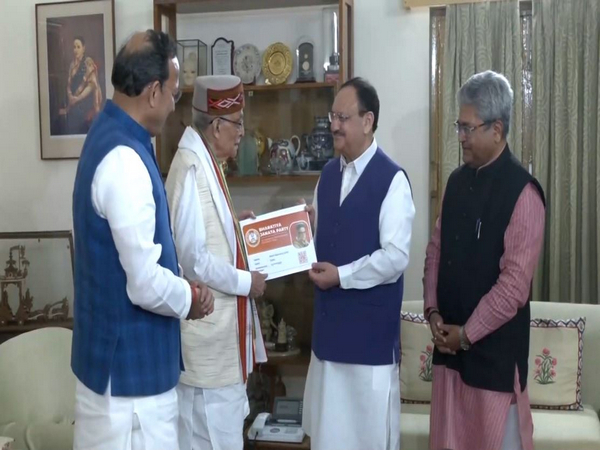 BJP chief JP Nadda with veteran BJP leader Murli Manohar Joshi. (Photo/ANI)