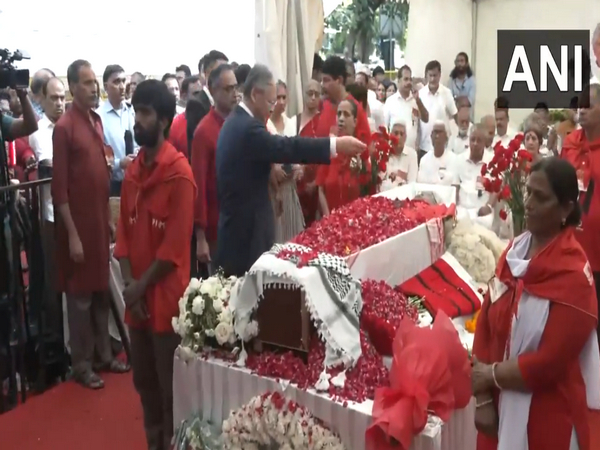 Chinese envoy to India Xu Feihong pays tribute to CPI (M)General Secretary Sitaram Yechury (Image/ANI)