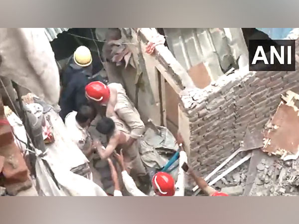 Visuals of rescue operation doen after house collapse in Bapa Nagar in Karol Bagh area. (Photo/ANI)