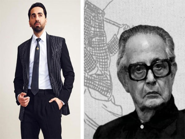 Actor Ayushmann Khurrana and cartoonist R K Laxman (Image source:Instagram) 