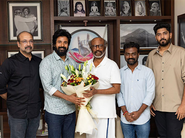 Megastar Rajinikanth with team Amaran (Image source: Raaj Kamal Films International)