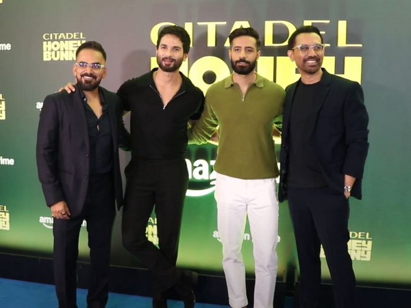 Actor Shahid Kapoor and his 'Farzi' team (Image source: ANI)