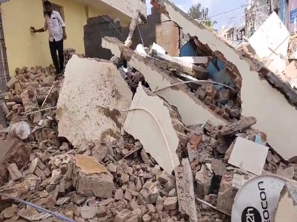 Visual from the spot of building collapse in Kolar (Photo/ANI)