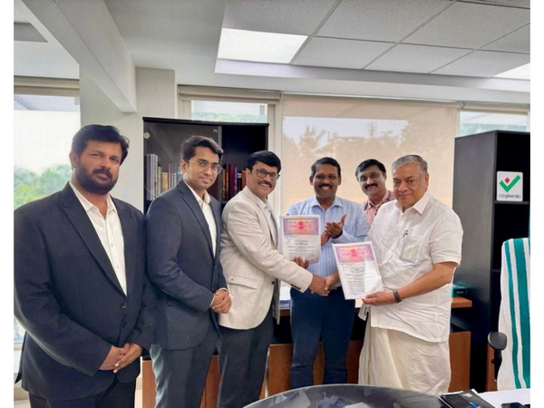 MoU handing over by COSTECH Chairman Prof. E. Kunhiraman to ESYGO Chairman Dr. V. P. Sajeevan & ESYGO CEO – Sanjey Sajeevan