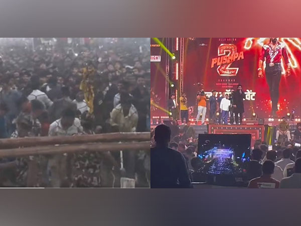 Fans at ''Pushpa 2: The Rule' trailer launch,  Allu Arjun (Image source/ANI) 
