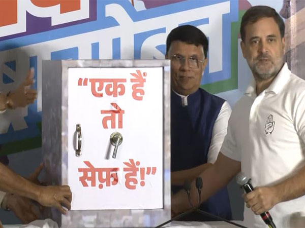 Congress leader Rahul Gandhi with the safe during the press conference. (Photo/ANI)