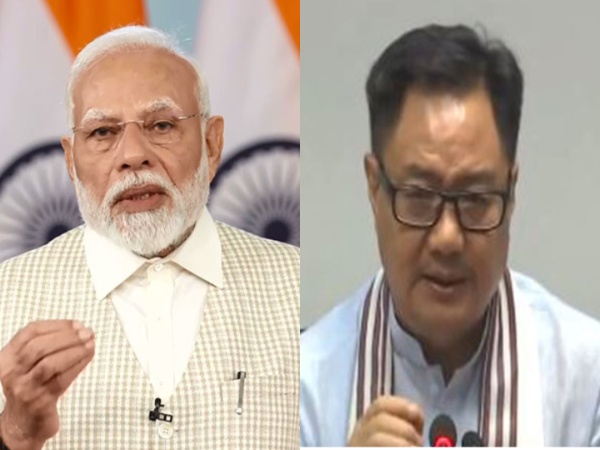 Prime Minister Narendra Modi and Union Minister Kiren Rijiju (Photo/ANI)
