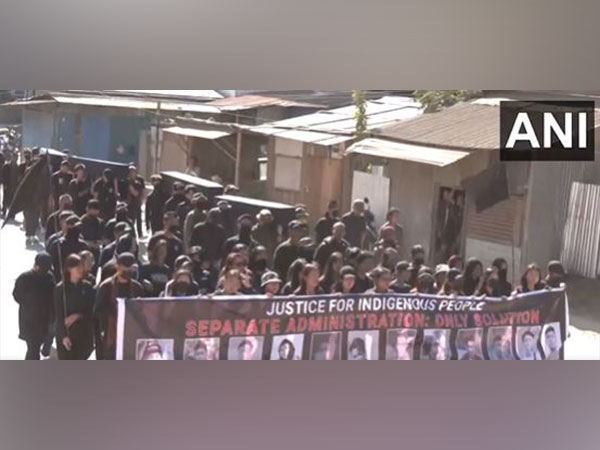 Kuki groups holds 'coffin' rally in Churachandpur, Manipur (Photo/ANI)