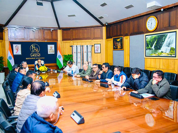Manipur CM Biren Singh at a meeting of MLAs (Photo/@NBirenSingh)