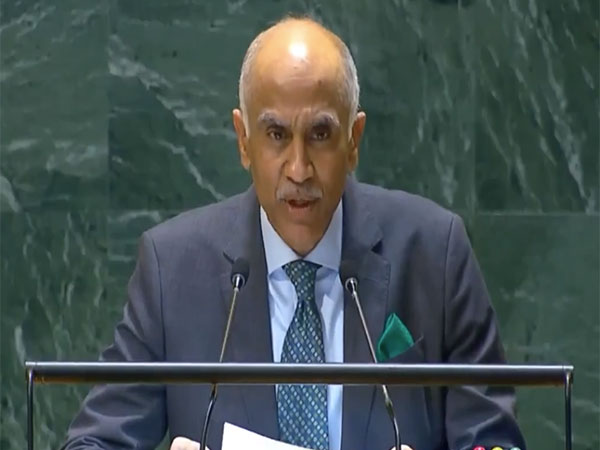 Parvathaneni Harish addressing the UN General Assembly on veto power reform. (Photo: @DDNewslive)