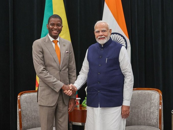 PM Modi meets Grenada PM Dickon Mitchell. (Photo/ @MEAIndia)