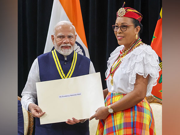 PM Modi being conferred with Dominica's highest national award (Photo/X@JPNadda)