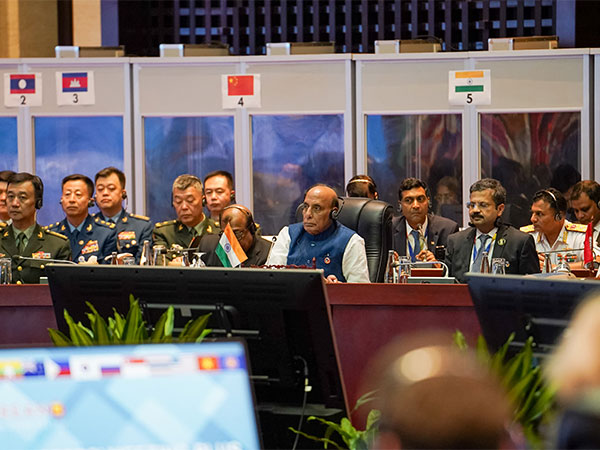 Defence Minister Rajnath Singh in  11th ASEAN Defence Ministers Meeting-Plus in Laos (Photo/ANI)