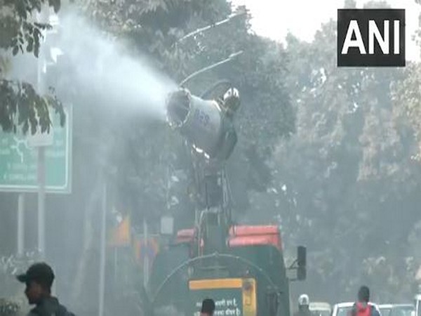 Truck-mount water sprinkler sprays water on roads (Photo/ANI) 