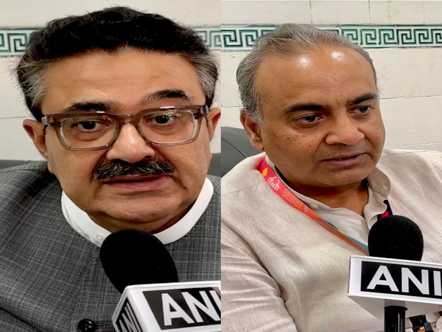 Prasar Bharati Chairman Navneet Kumar Sehgal, CEO Gaurav Dwivedi  (Image source/ANI)