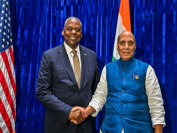 Defence Minister Rajnath Singh with US Secretary of Defence Llyod Austin. (Photo/ ANI)