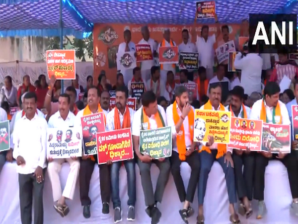 Karnataka BJP stages protest against the Karnataka government over the Waqf issue. (Photo/ANI)