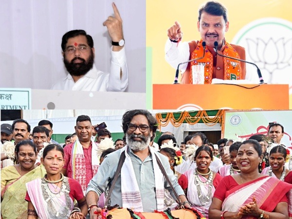 Maharashtra Chief Minister Eknath Shinde, state Deputy chief Minister Devendra Fadnavis and Jharkhand Chief Minister Hemant Soren (Photo/ANI)