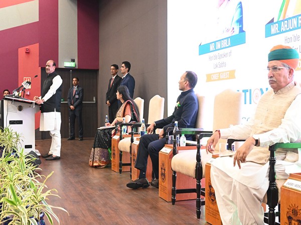 Lok Sabha Speaker Om Birla and Union Minister Arjun Ram Meghwal at an event(Photo/@ombirlakota)