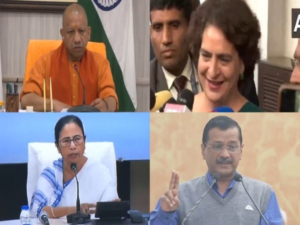 UP CM Adityanath Yogi, Congress leader Priyanka Gandhi Vadra, West Bengal CM Mamata Banerjee and AAP leader Arvind Kejriwal (Photo/ANI)