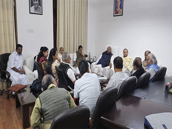 INDIA bloc leaders meeting at Mallikarjun Kharge's office (Photo/AICC)