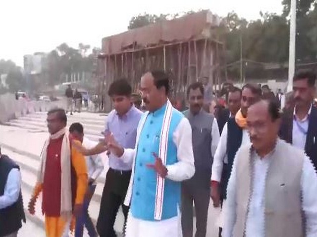 UP Deputy CM Keshav Maurya inspects preparations for Maha Kumbh Mela. (Photo/ANI)