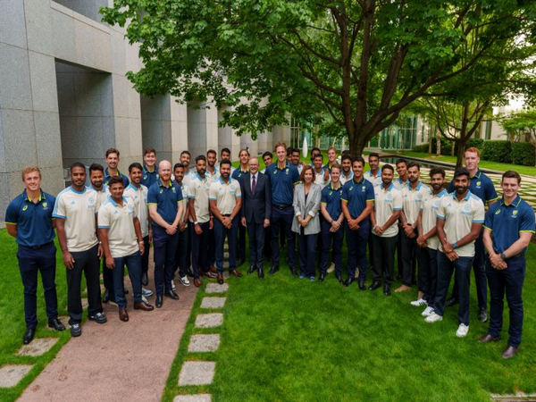 Indian Team and Prime Minister's XI team with Australia PM Anthony Albanese (Photo: @AlboMP/X)