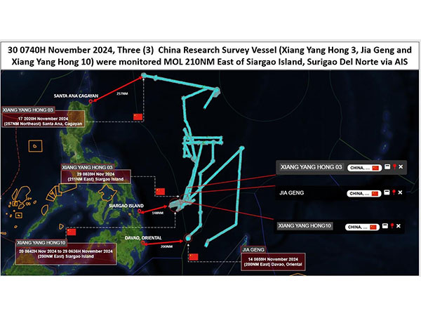 Philippine Coast Guard reports presence of 3-Chinese vessels (Photo/X@jaytaryela) 