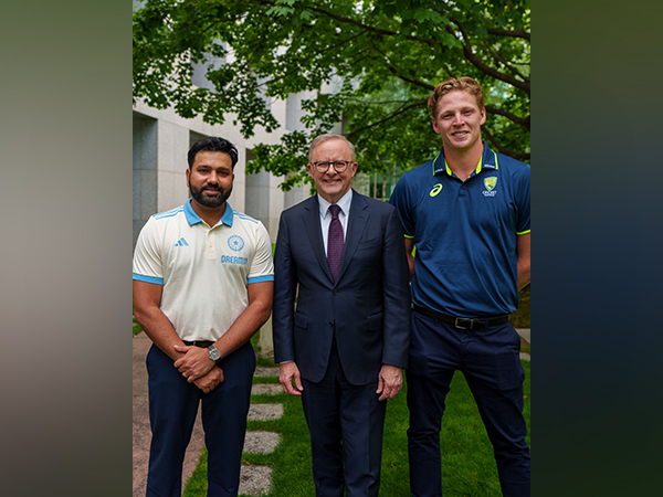 Australia Prime Minister Anthony Albanese with Rohit Sharma and Jack Edwards. (Picture: X/@AlboMP)