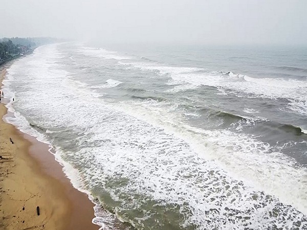 Aerial view of high tide and waves lashing at the shores of Mahabalipuram, Tamil Nadu. (File Photo/ANI)