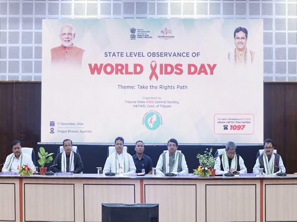 Tripura Chief Minister Manik Saha at a event on World AIDS Day (Photo/ANI) 