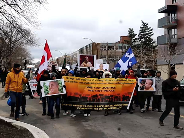 Bangladeshi diaspora in Canada participate in protest (Image/ANI)