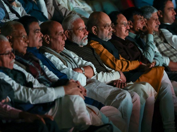 Prime Minister Narendra Modi along with Union Ministers at the screening (Photo/X @AmitShah)