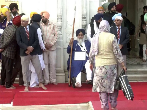 Former Shiromani Akali Dal (SAD) President Sukhbir Singh Badal performs seva at Golden Temple (Photo/ANI)