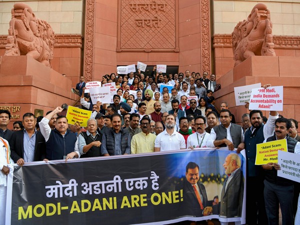 Visual from INDIA bloc protest at Parliament (Photo/ANI)